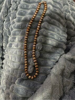 Handcrafted Bronze Pearl Bead Necklace - Women Jewelry